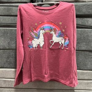 NWOT Girls children’s place long sleeve top unicorn llama